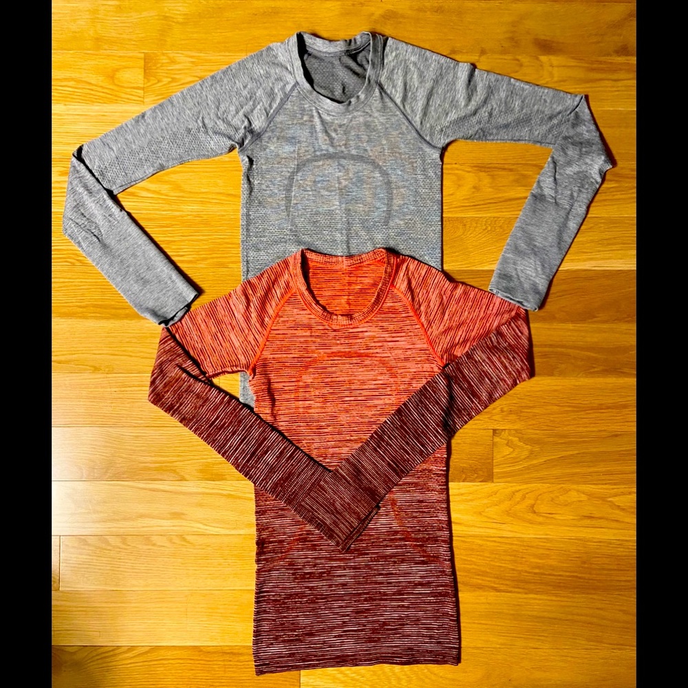 2 Lululemon gentle worn swiftly tees.